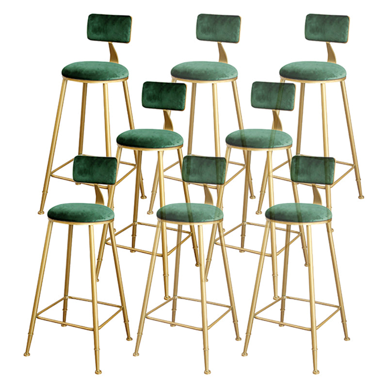 Glam Upholstered Bar Stools Footrest Backrest Coffee Shop Counter Bar Stool