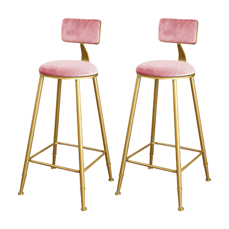 Glam Upholstered Bar Stools Footrest Backrest Coffee Shop Counter Bar Stool