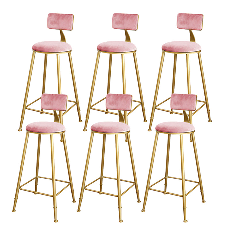 Glam Upholstered Bar Stools Footrest Backrest Coffee Shop Counter Bar Stool