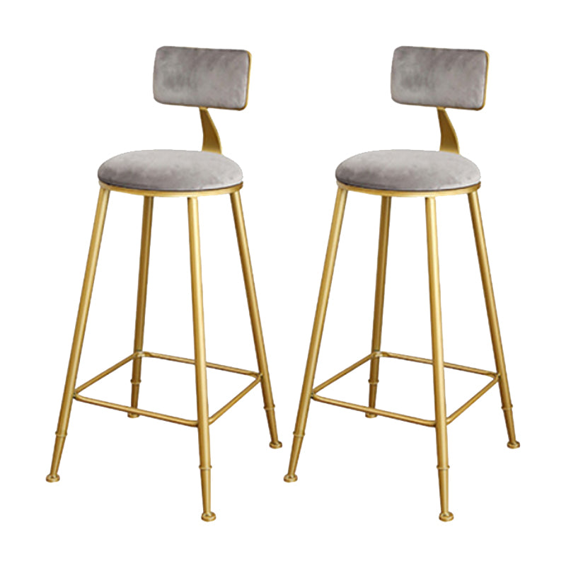 Glam Upholstered Bar Stools Footrest Backrest Coffee Shop Counter Bar Stool
