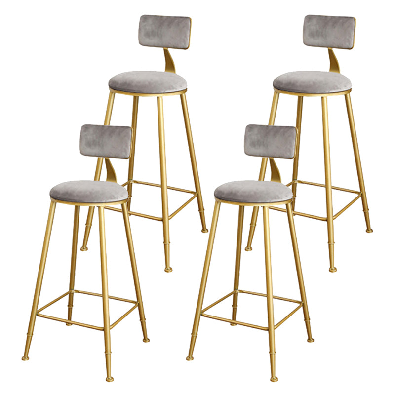 Glam Upholstered Bar Stools Footrest Backrest Coffee Shop Counter Bar Stool