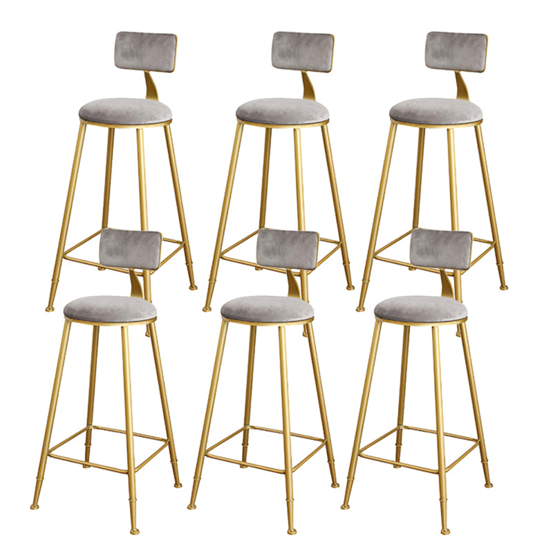 Glam Upholstered Bar Stools Footrest Backrest Coffee Shop Counter Bar Stool