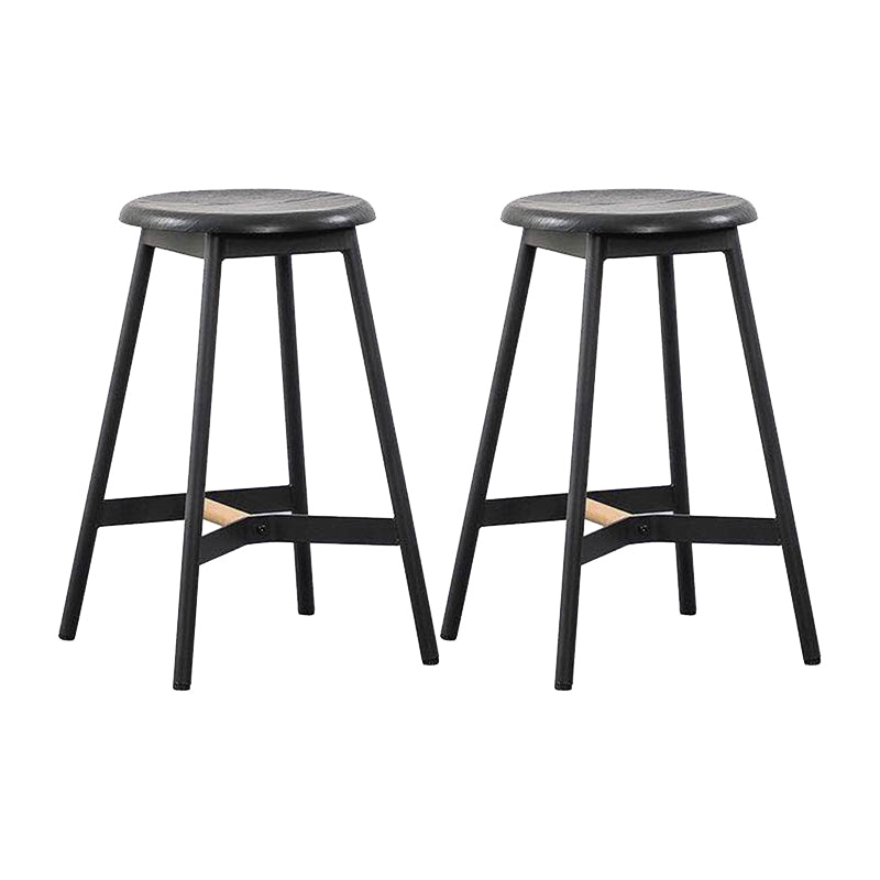 Black Round Counter-height Stool Industrial Backless Indoor Wood Bar Stool