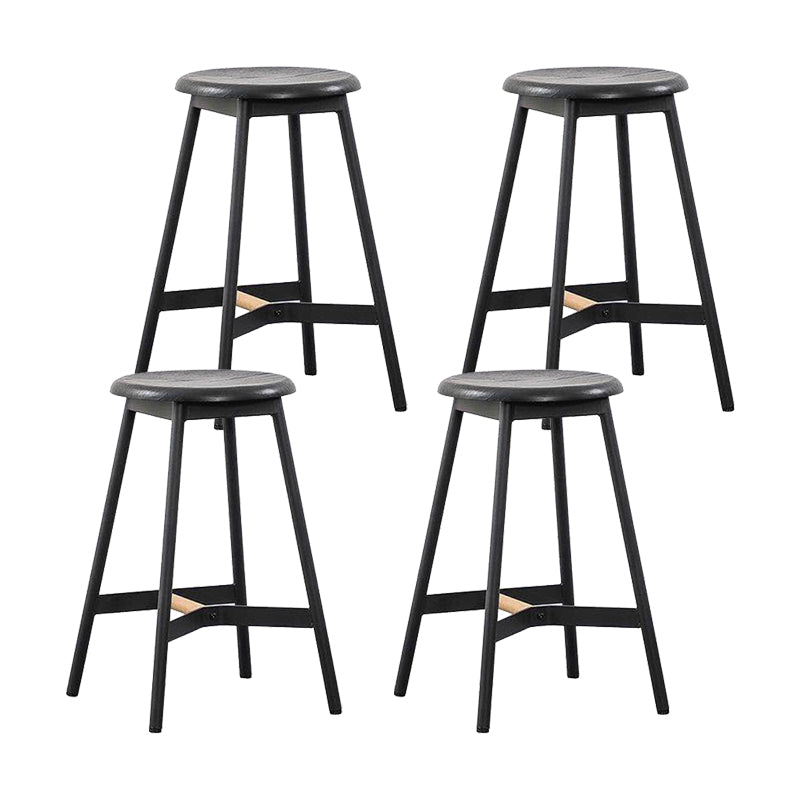 Black Round Counter-height Stool Industrial Backless Indoor Wood Bar Stool