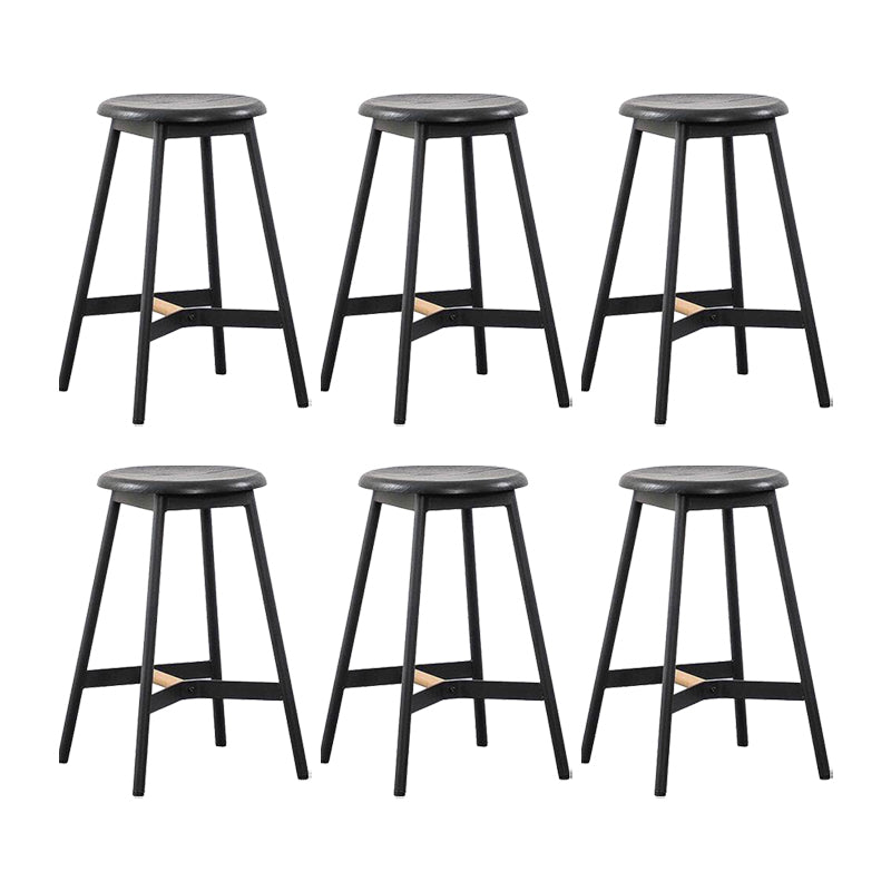 Black Round Counter-height Stool Industrial Backless Indoor Wood Bar Stool