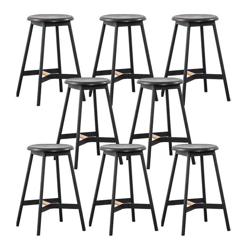 Black Round Counter-height Stool Industrial Backless Indoor Wood Bar Stool