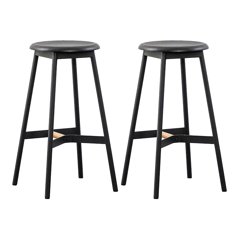 Black Round Counter-height Stool Industrial Backless Indoor Wood Bar Stool