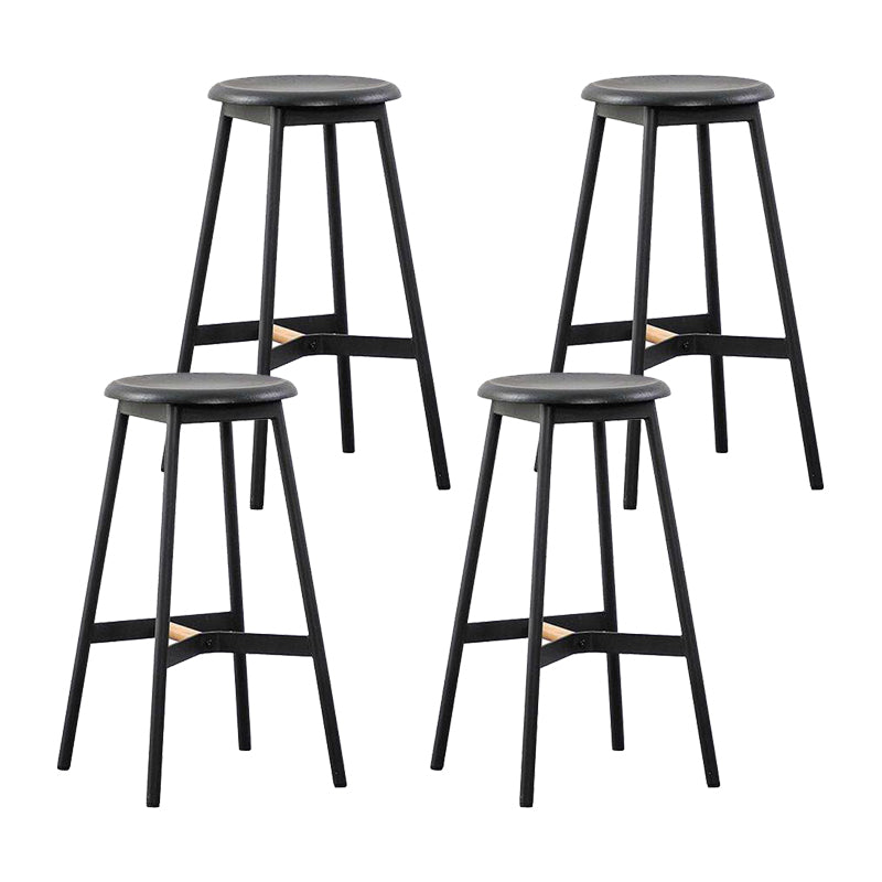 Black Round Counter-height Stool Industrial Backless Indoor Wood Bar Stool
