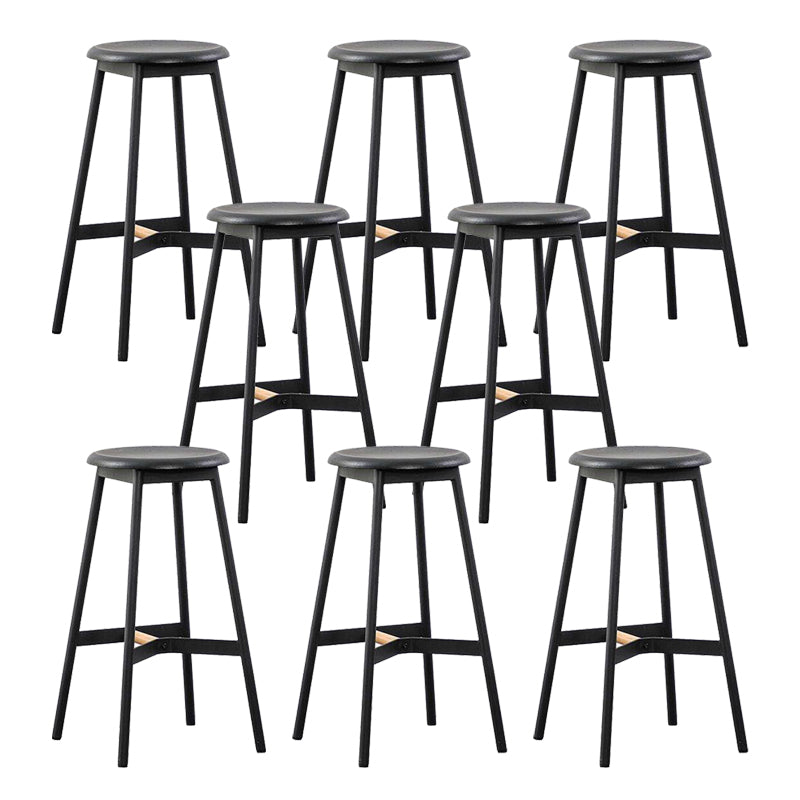 Black Round Counter-height Stool Industrial Backless Indoor Wood Bar Stool
