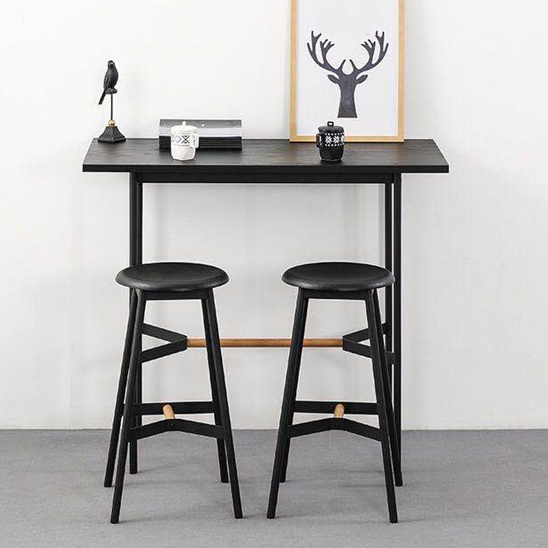 Black Round Counter-height Stool Industrial Backless Indoor Wood Bar Stool