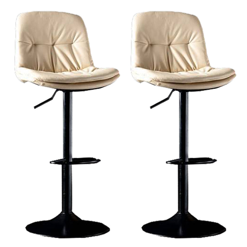 Modern Metal Barstool Faux Leather Footrest Stool Adjustable in Matte Finish