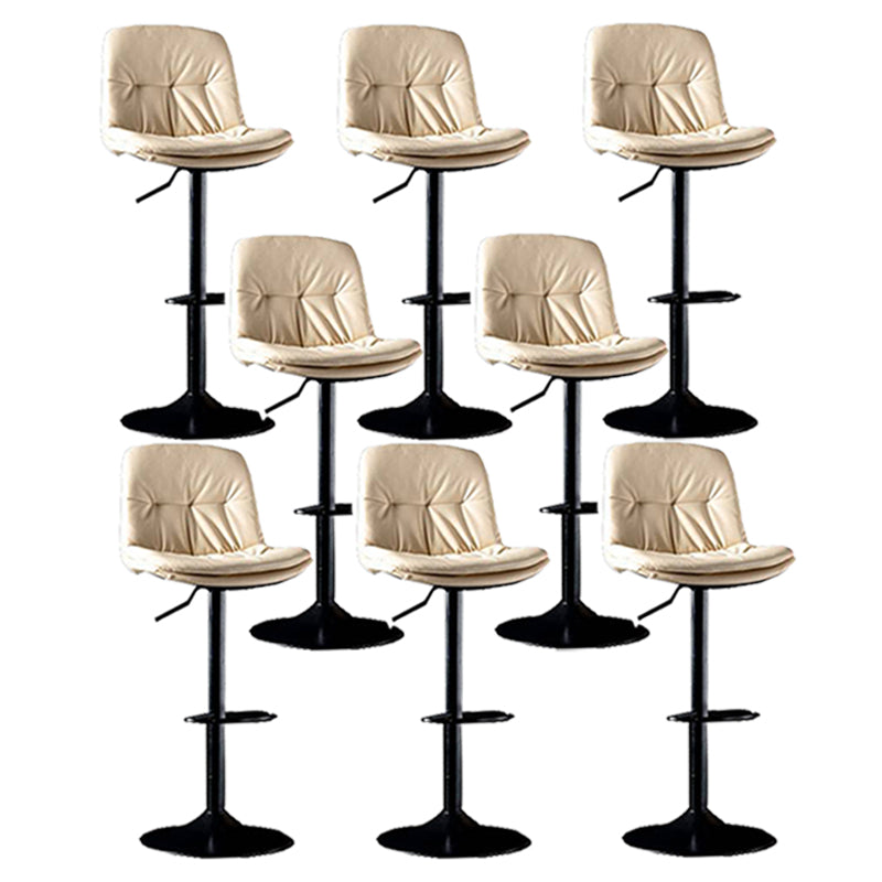 Modern Metal Barstool Faux Leather Footrest Stool Adjustable in Matte Finish