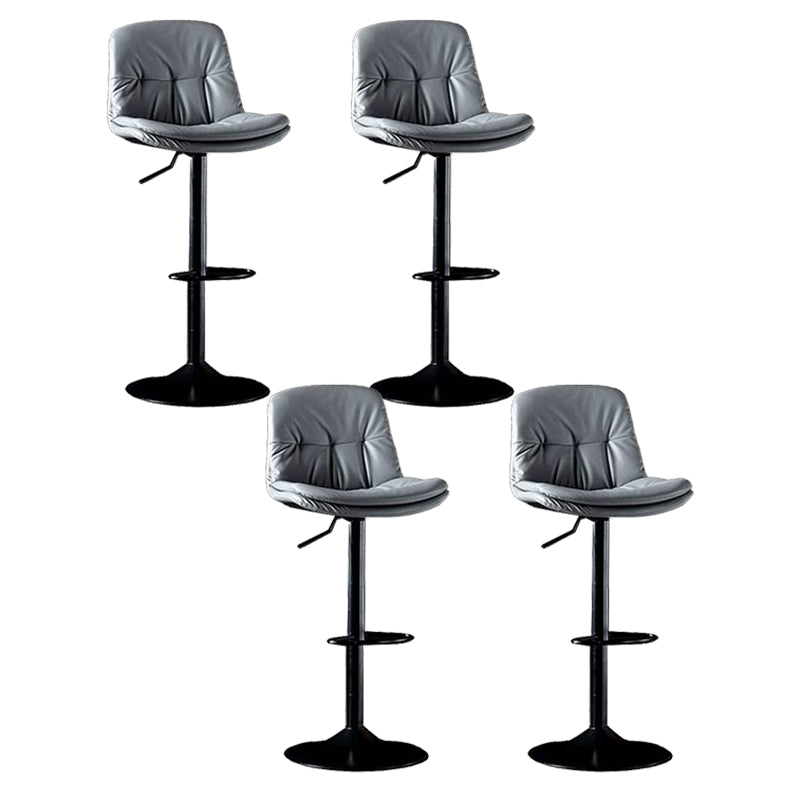 Modern Metal Barstool Faux Leather Footrest Stool Adjustable in Matte Finish