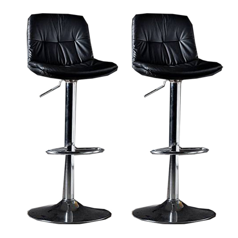 Modern Metal Barstool Faux Leather Footrest Stool Adjustable in Matte Finish