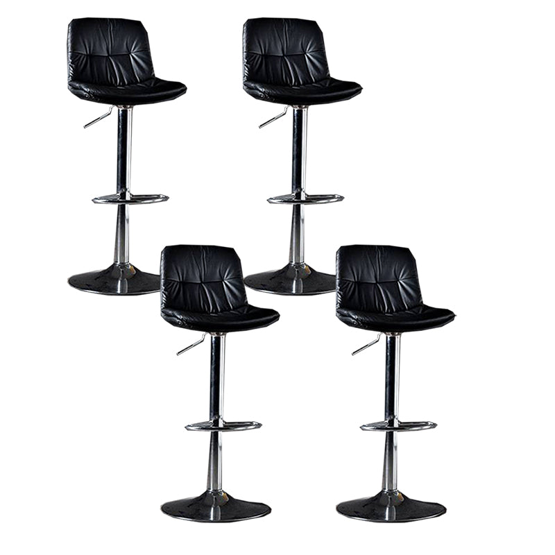 Modern Metal Barstool Faux Leather Footrest Stool Adjustable in Matte Finish