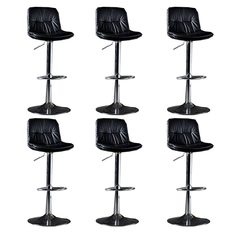 Modern Metal Barstool Faux Leather Footrest Stool Adjustable in Matte Finish