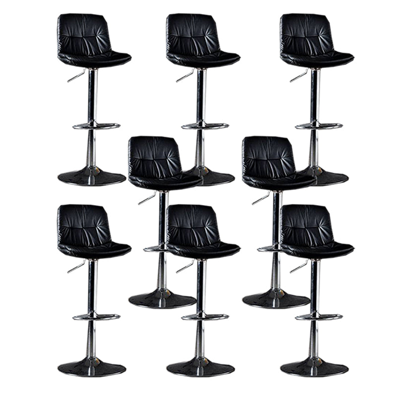 Modern Metal Barstool Faux Leather Footrest Stool Adjustable in Matte Finish