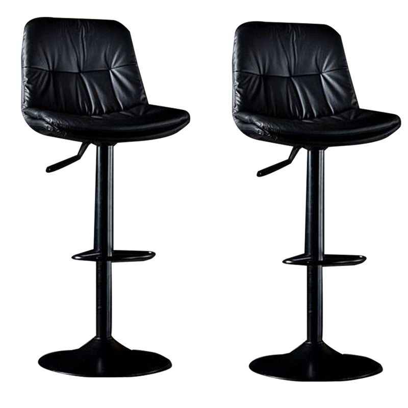 Modern Metal Barstool Faux Leather Footrest Stool Adjustable in Matte Finish
