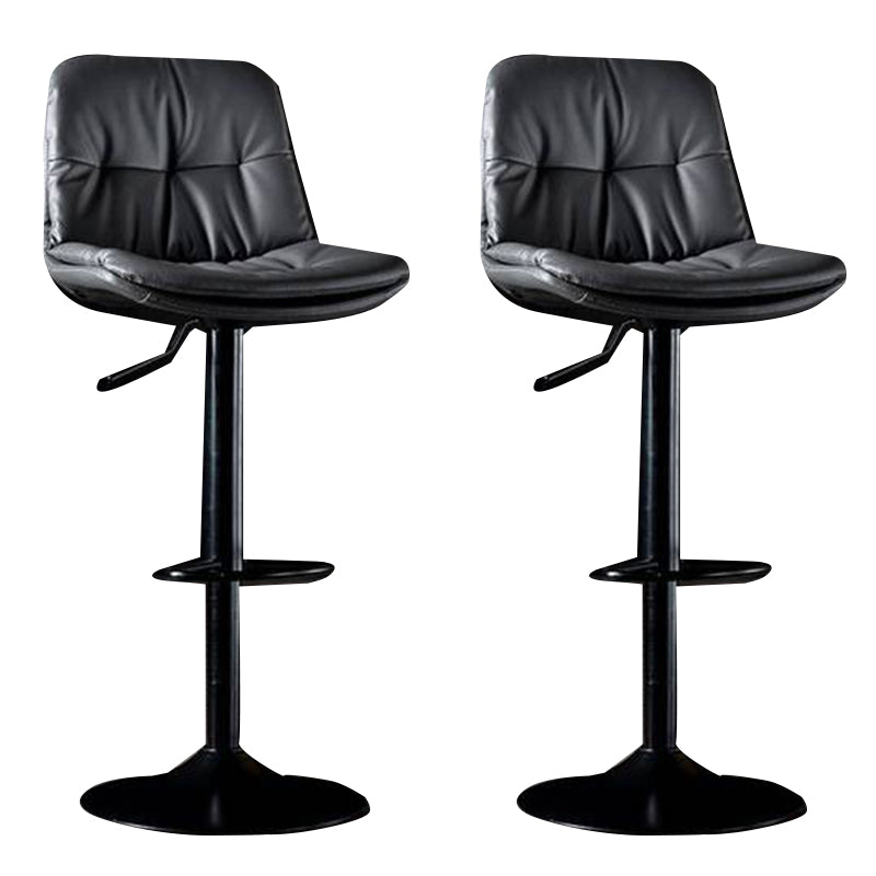 Modern Metal Barstool Faux Leather Footrest Stool Adjustable in Matte Finish