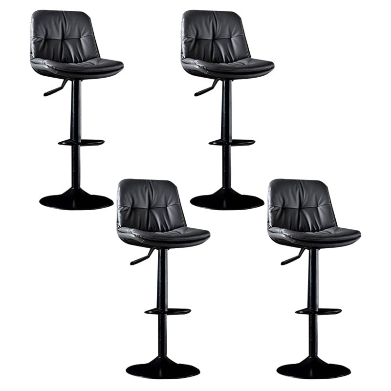 Modern Metal Barstool Faux Leather Footrest Stool Adjustable in Matte Finish