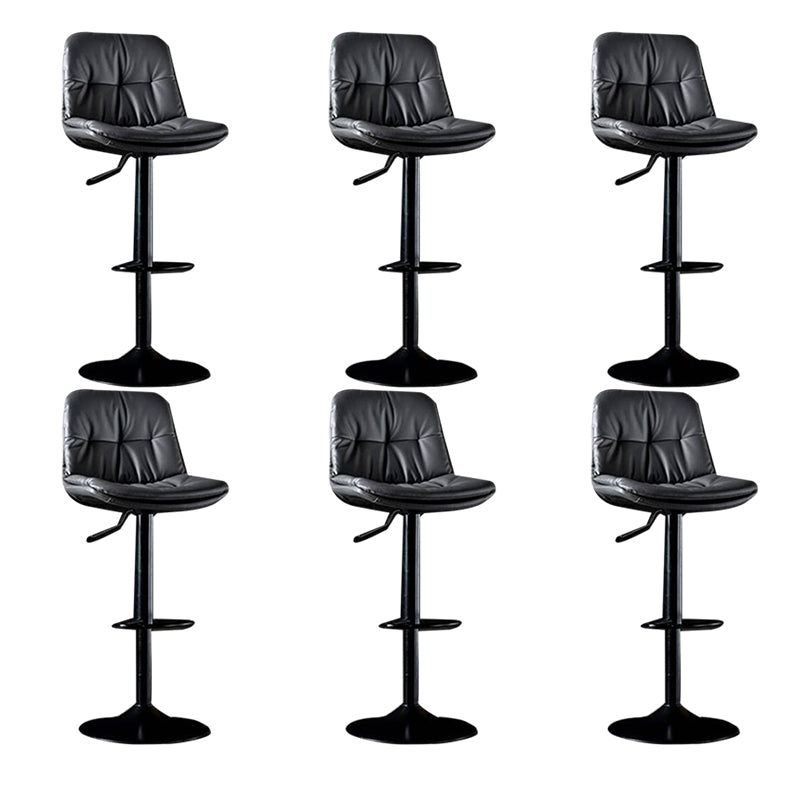 Modern Metal Barstool Faux Leather Footrest Stool Adjustable in Matte Finish