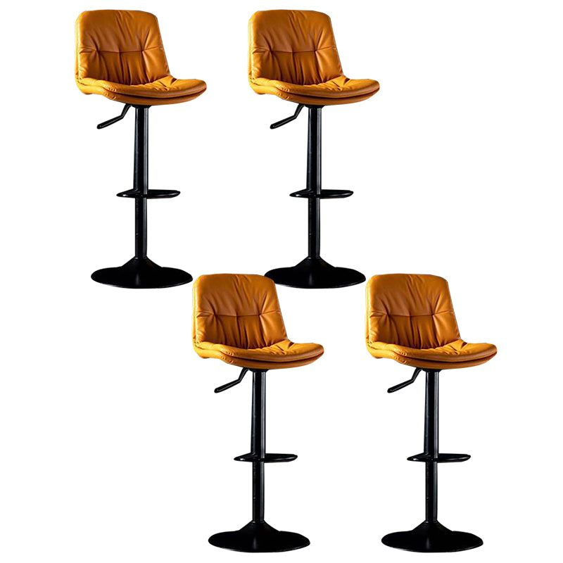 Modern Metal Barstool Faux Leather Footrest Stool Adjustable in Matte Finish