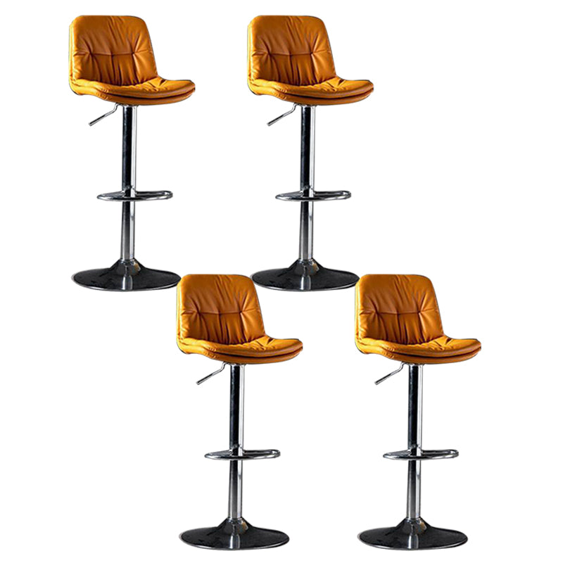 Modern Metal Barstool Faux Leather Footrest Stool Adjustable in Matte Finish