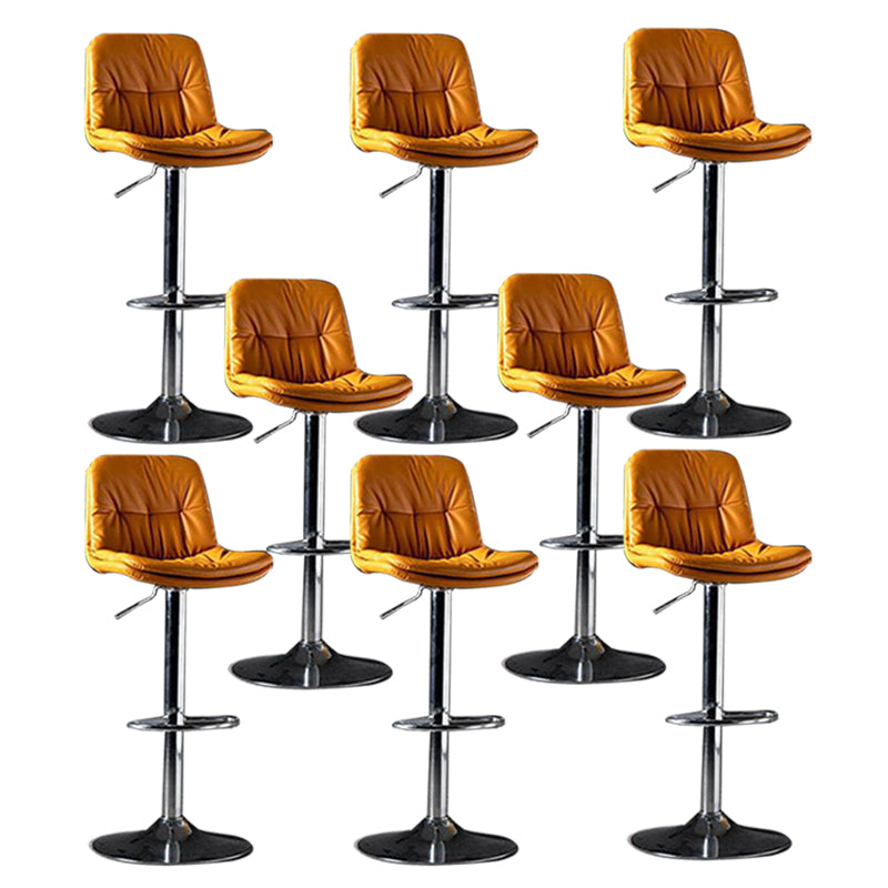 Modern Metal Barstool Faux Leather Footrest Stool Adjustable in Matte Finish
