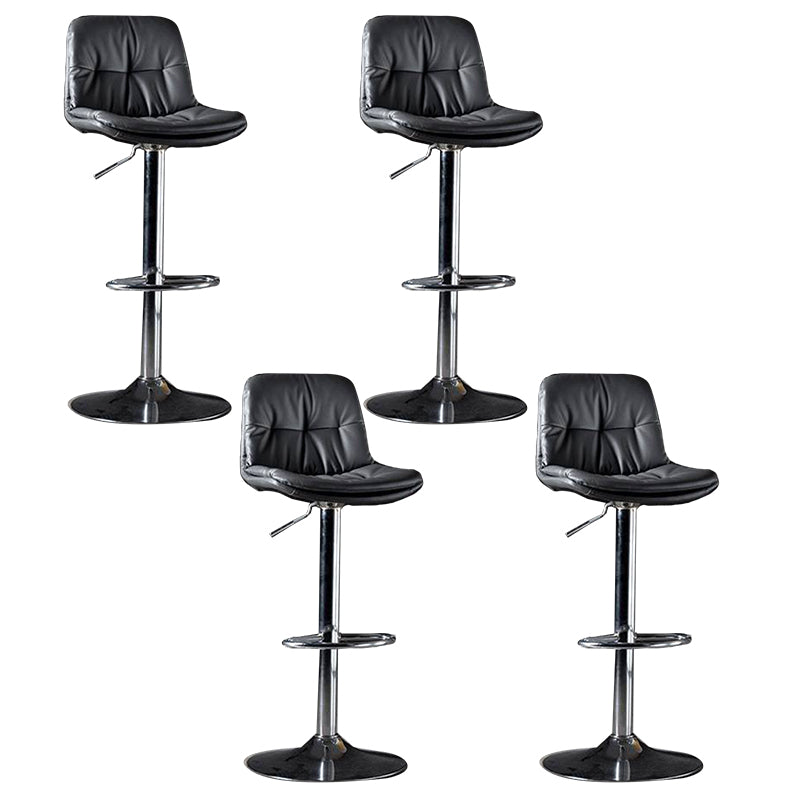 Modern Metal Barstool Faux Leather Footrest Stool Adjustable in Matte Finish