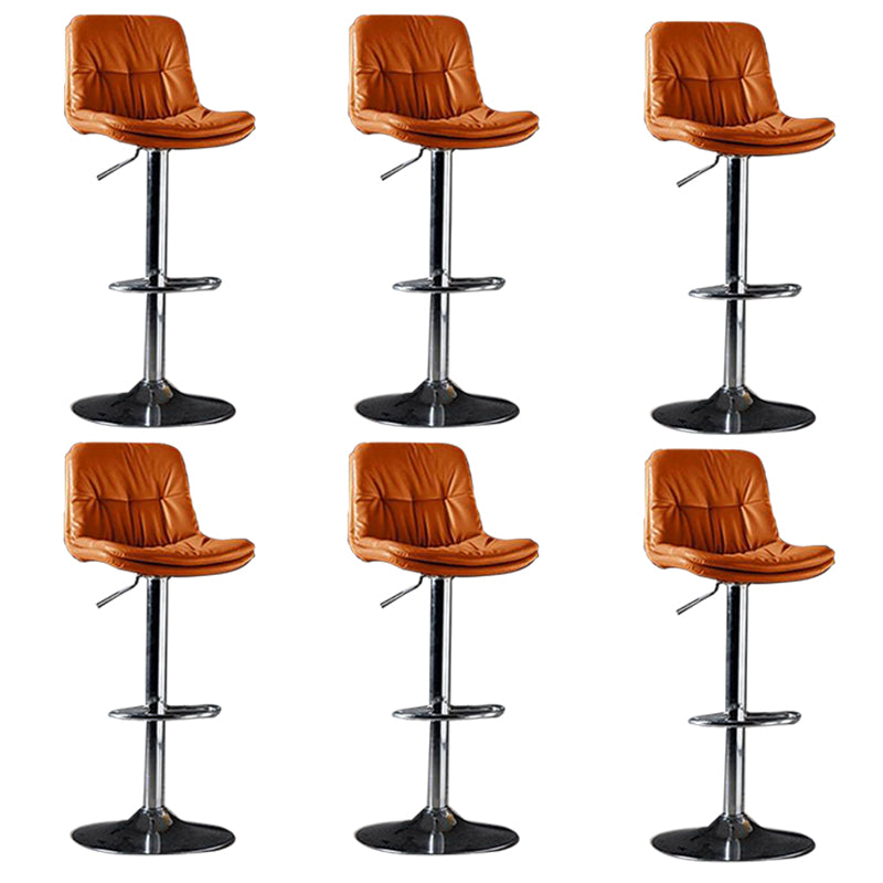 Modern Metal Barstool Faux Leather Footrest Stool Adjustable in Matte Finish