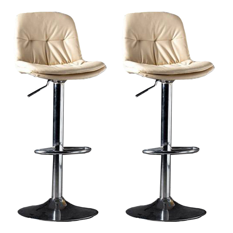 Modern Metal Barstool Faux Leather Footrest Stool Adjustable in Matte Finish