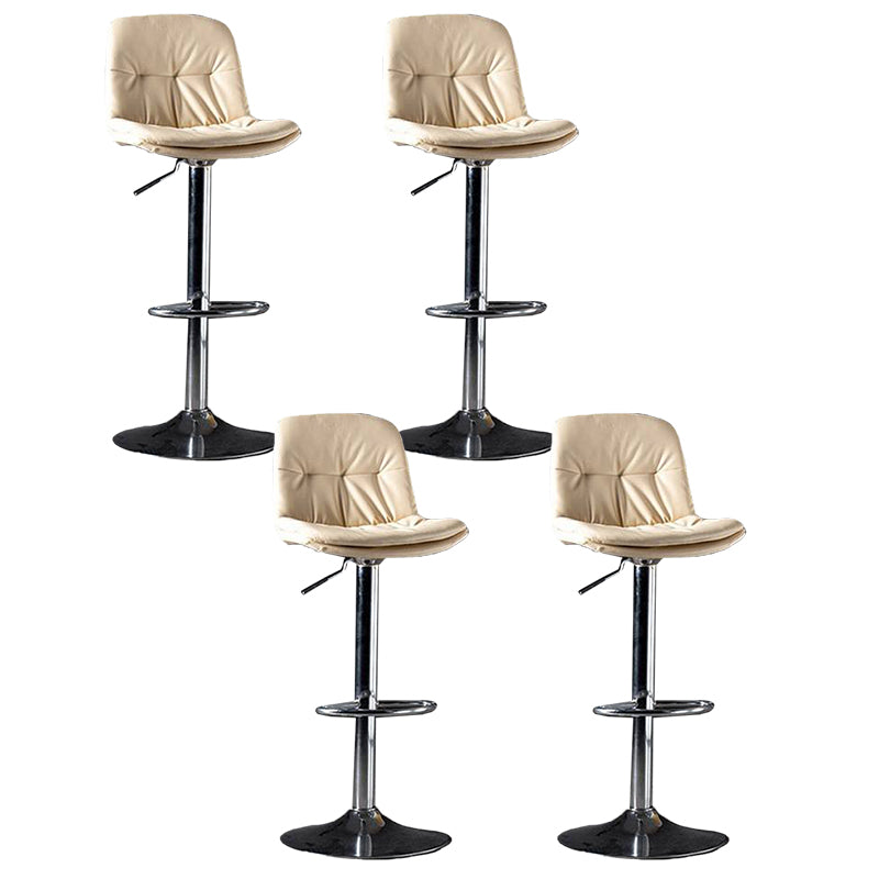 Modern Metal Barstool Faux Leather Footrest Stool Adjustable in Matte Finish