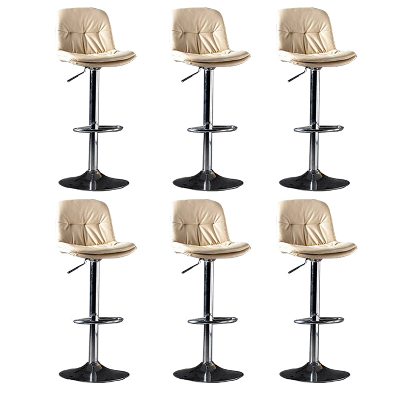 Modern Metal Barstool Faux Leather Footrest Stool Adjustable in Matte Finish