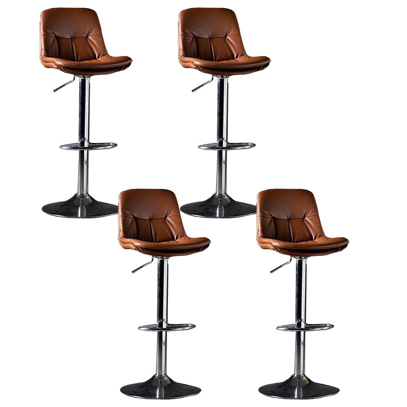 Modern Metal Barstool Faux Leather Footrest Stool Adjustable in Matte Finish
