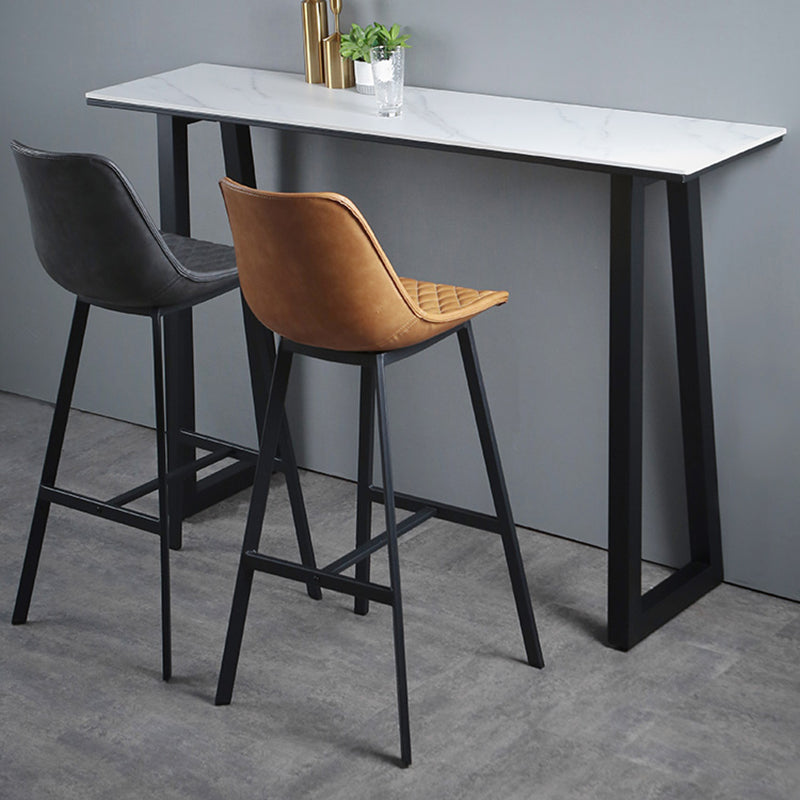 Living Room Leather Counter Chair Bucket Industrial Footrest Counter Bar Stool