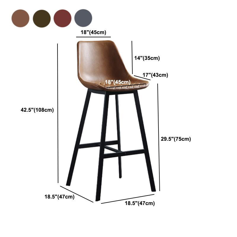 Living Room Leather Counter Chair Bucket Industrial Footrest Counter Bar Stool