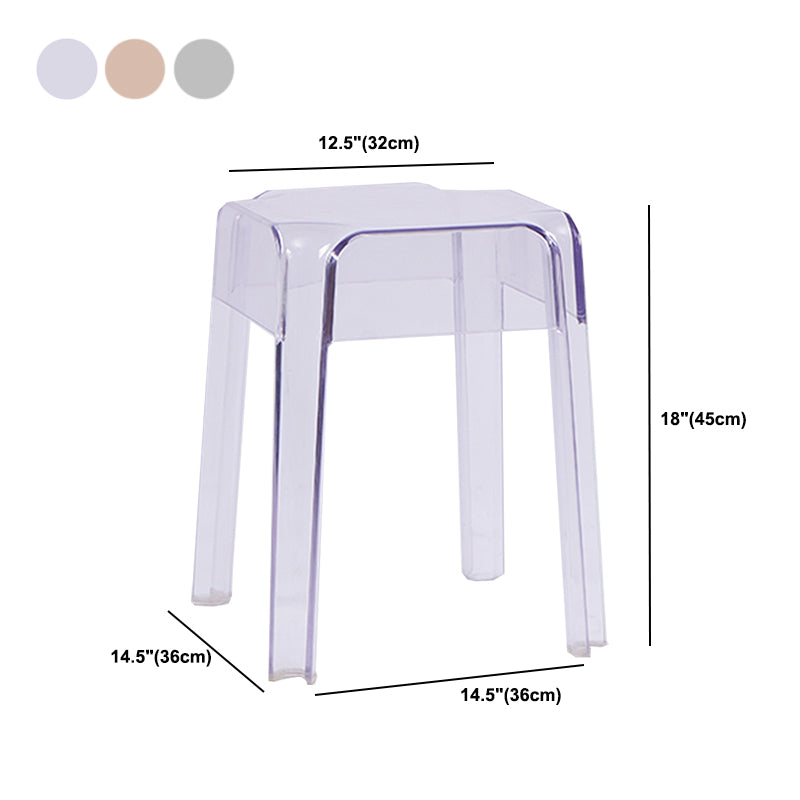 Modern Squared Counter Chair Plastic Backless Indoor Counter-height Stool