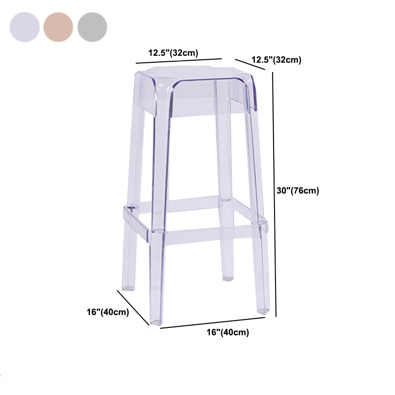 Modern Squared Counter Chair Plastic Backless Indoor Counter-height Stool