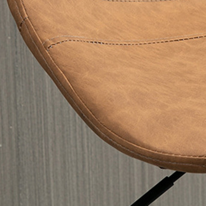 Contemporary Metal Barstool Faux Leather Footrest Stool Adjustable in Matte Finish