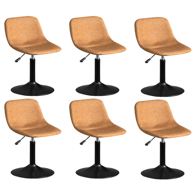 Contemporary Metal Barstool Faux Leather Footrest Stool Adjustable in Matte Finish