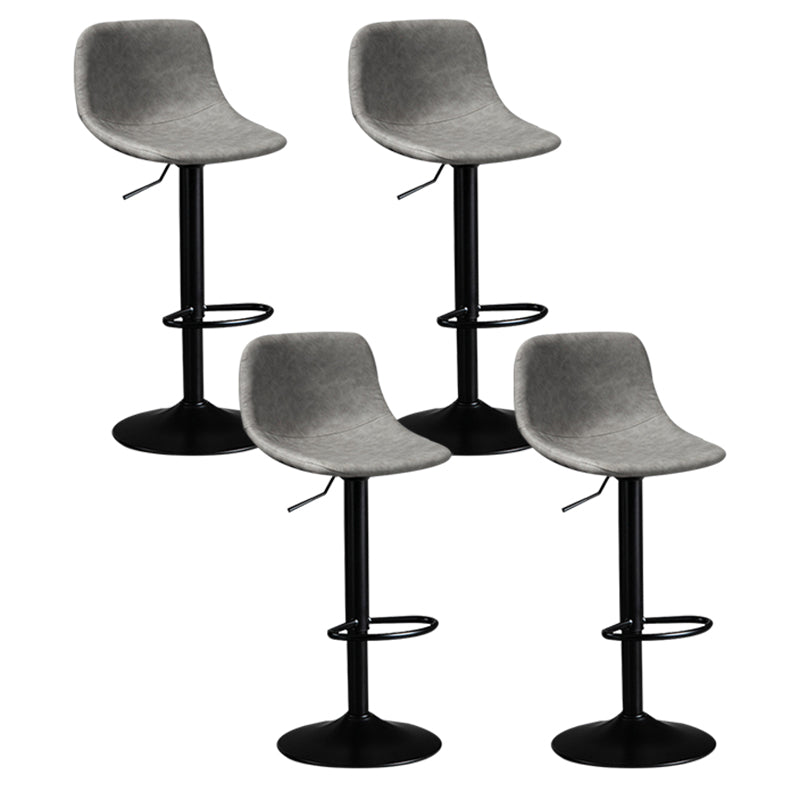 Contemporary Metal Barstool Faux Leather Footrest Stool Adjustable in Matte Finish