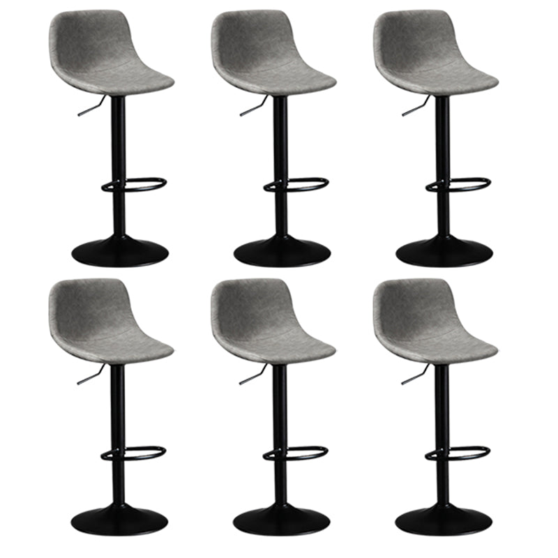 Contemporary Metal Barstool Faux Leather Footrest Stool Adjustable in Matte Finish