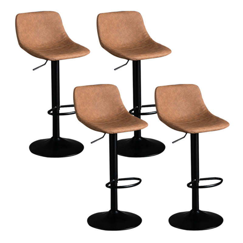 Contemporary Metal Barstool Faux Leather Footrest Stool Adjustable in Matte Finish