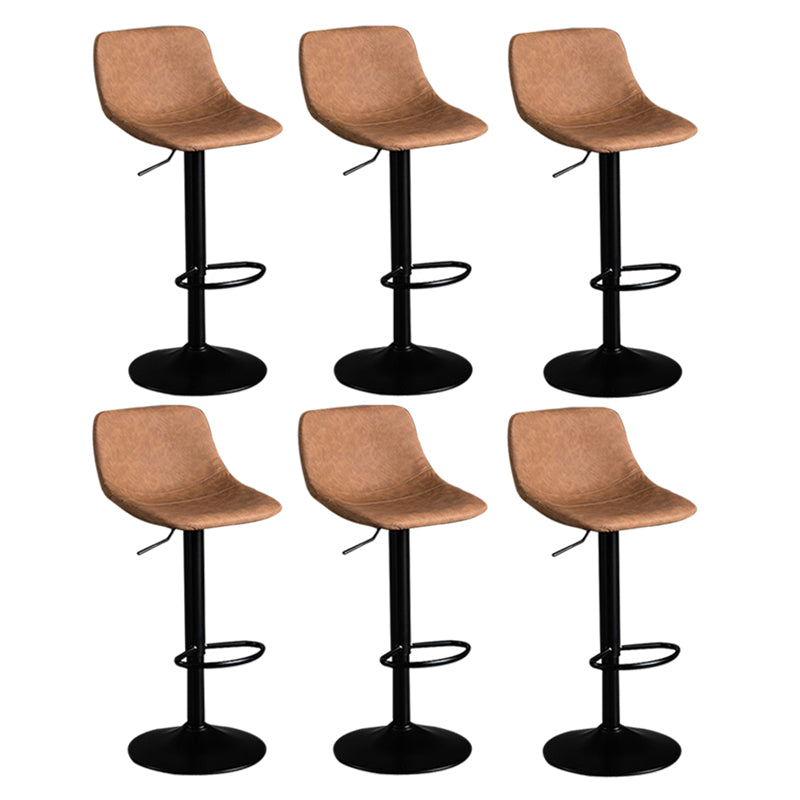 Contemporary Metal Barstool Faux Leather Footrest Stool Adjustable in Matte Finish