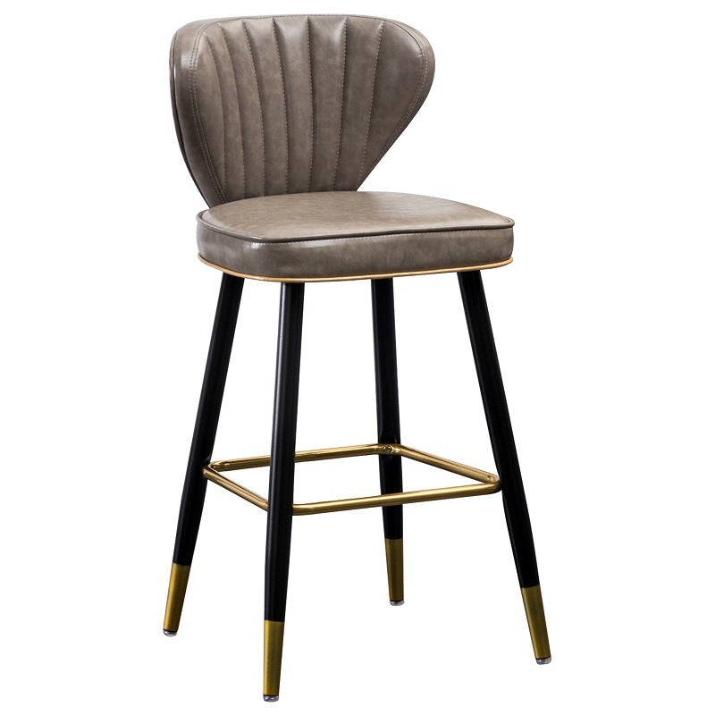 Modern Metal Barstool Faux Leather  Counter Stool with Iorn 4 Legs