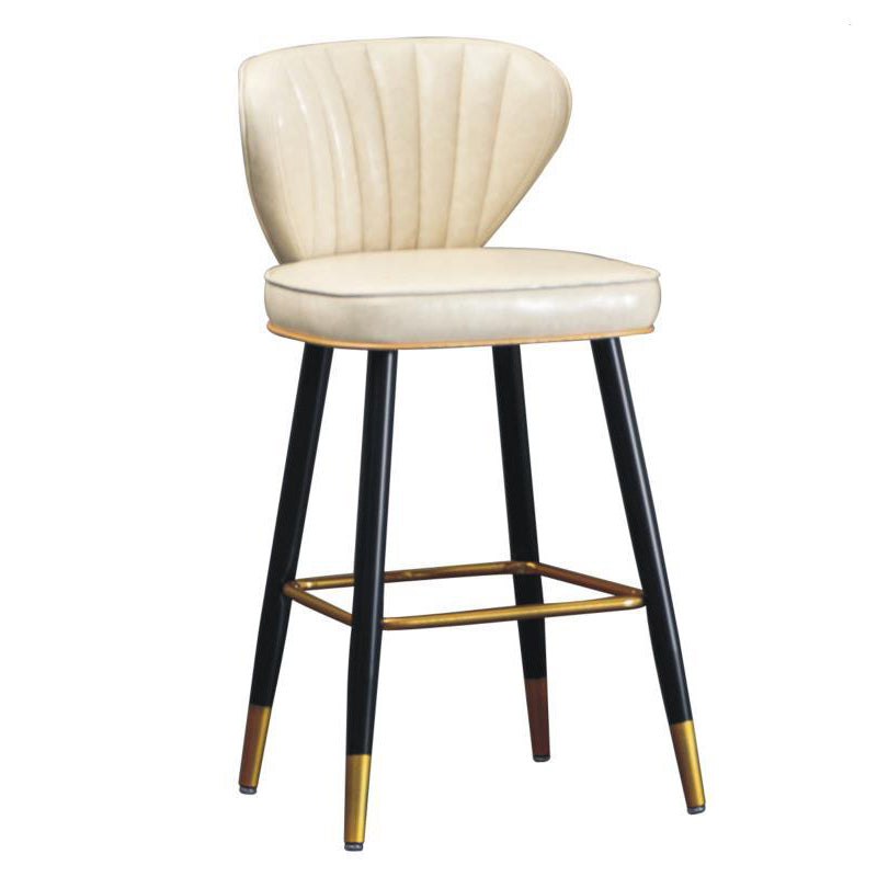 Modern Metal Barstool Faux Leather  Counter Stool with Iorn 4 Legs