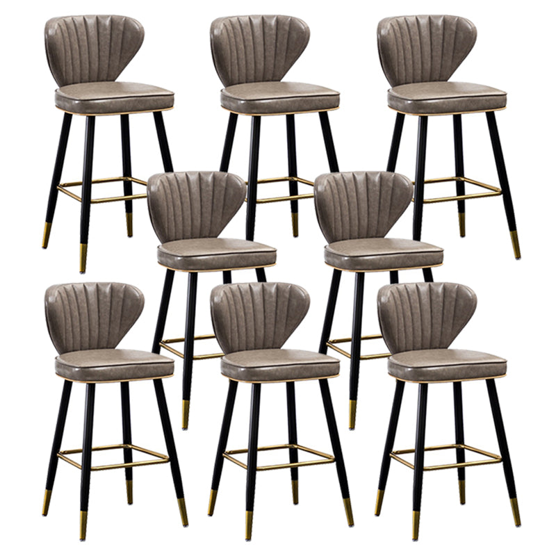 Modern Metal Barstool Faux Leather  Counter Stool with Iorn 4 Legs