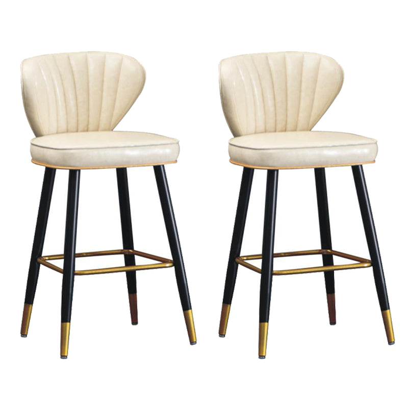 Modern Metal Barstool Faux Leather  Counter Stool with Iorn 4 Legs