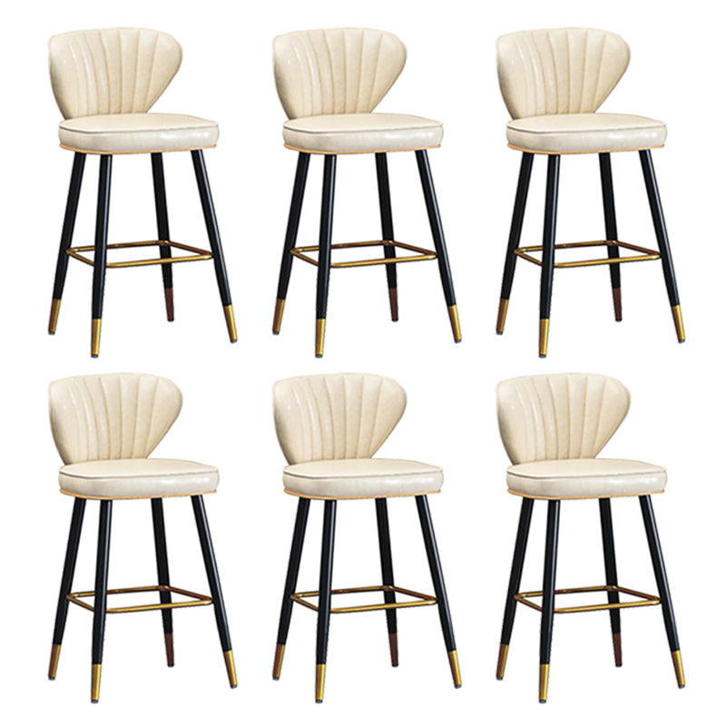 Modern Metal Barstool Faux Leather  Counter Stool with Iorn 4 Legs