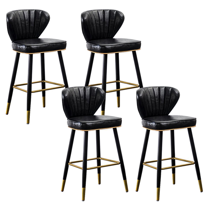 Modern Metal Barstool Faux Leather  Counter Stool with Iorn 4 Legs